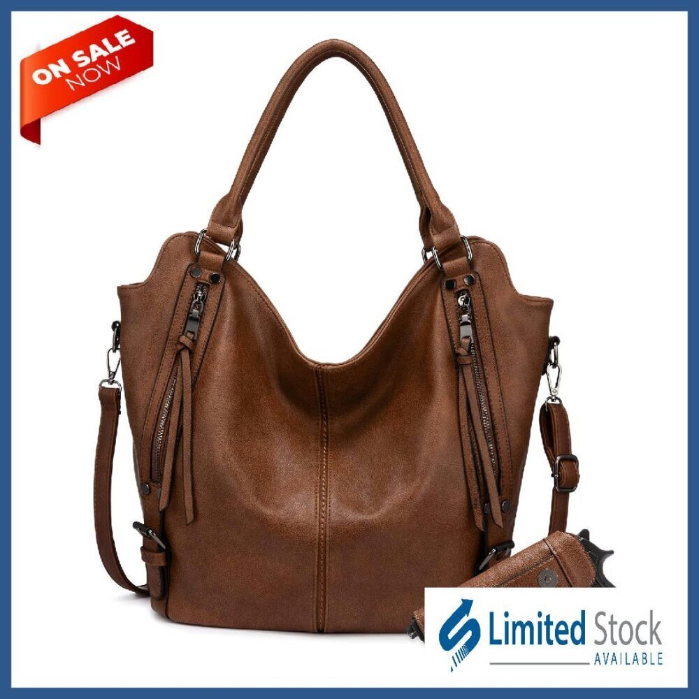 Large Faux Leather Hobo Tote with Detachable Holster Crossbody Shoulder Bag